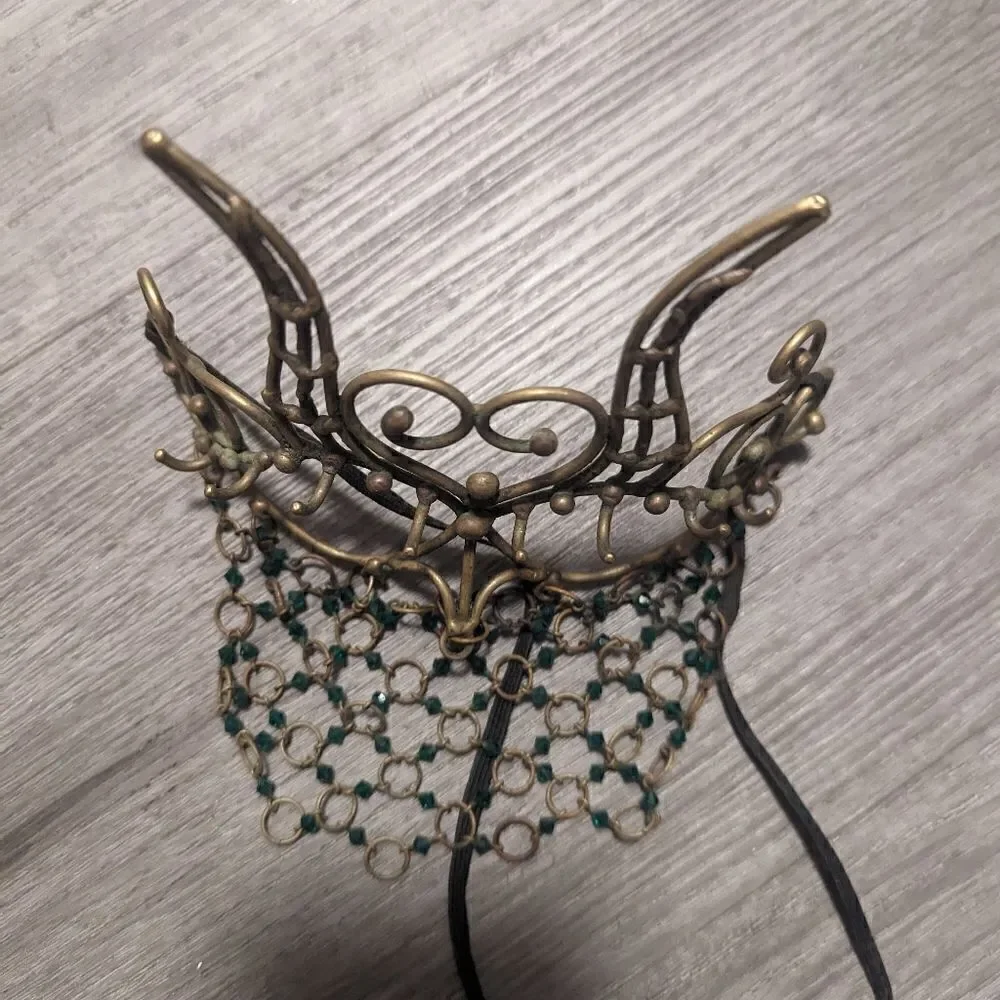 Vintage Handmade Brass Medieval Victorian Party Mask